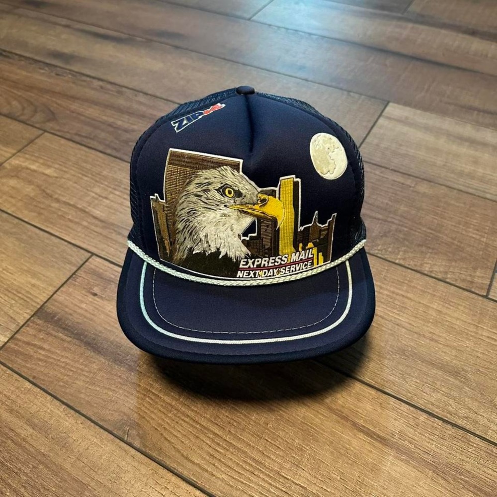 VTG USPS Trucker Hat SnapBack Men's OSFM Express Mail Next Day Service Eagle